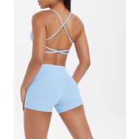 2PCS Yoga Kleidung Halter Yoga Top Set Fitness Gym Anzug Crossover Zurück Sport Unterwäsche Workout Gym Shorts Fitness Hohe taille