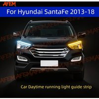 2Pcs 12V Led Guide Strip Headlight For Car Daytime Running Lights Turn Signal DRL Car Modification For Hyundai SantaFe 2013-2018