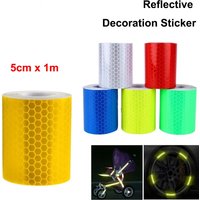 Bike Reflective Stickers 5cm*1m Reflective Tape Safety Warning Tape Motorcycle Car Decoration Sticker Color Grid Reflector Strip