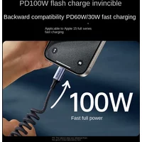 UGREEN Car Spring USB C to USB C Cable 100W PD Fast charging For Apple huawei Samsung iPhone 16 15 USB Type C Cabe Android Braid
