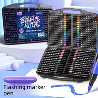 60 Colors Metallic Sparkle Acrylic Markers Portable Case Vivid Colors Quick Dry For Students School Notes And Creative Design