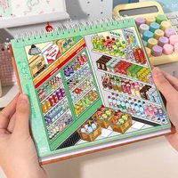 Kawaii 3D Miniature Store Stacking Scene Sticker Book for Journal Scrapbooking Stress Relief DIY Decor Stationery Sticker