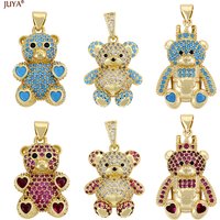 JUYA 18K Gold Plated Bear Pendants For Women Necklaces Micro Pave Cubic Zirconia Charm For Luxury Jewelry Making Accessories