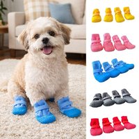 4Pcs/Set Portable Anti-slip Dog Shoes Waterproof Adjustable Dog Foot Cover Breathable Anti-dirty Pet Boots Autumn Winter