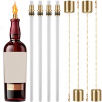 12Pcs Wine Bottle Torch Kit Garden DIY Wine Bottle Torch Dรฉcor with 4 Torch Wicks 4 Brass Torch Wick Holders and 4 Brass Covers