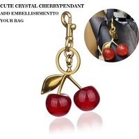 Cherry Charm Handbag Pendant Keychain for Women's Exquisite Internet-famous Crystal Cherry Bag Accessories High-Grade Pendant