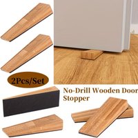 1/2pcs Wood Wooden Door Stopper No punching Wear-Resistant Shock Absorbent Block Slip-Resistant Wall Floor Furniture Protection