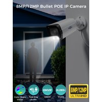 Hiseeu POE 12MP 8MP 4K IP Camera 2.8MM Color Night Vision Human And Vehicle Detection H.265 Waterproof POE Camera