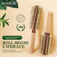 2Style Personalized Boar Bristle Roller Hair Brush Women Round Rolling Brush Cork handle Barrel Curling Straight Twill Hair Comb