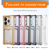 Fashion Transparent Card Slot Bag Plating Phone Case For XiaoMi 13T 14T Redmi 13C 14C Note 12 13 14 Pro Plus Clear Wallet Cover