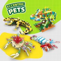 Leopard-patterned gecko / chameleon / mantis shrimp / marine flower crab building set - Home decoration building blocks toy