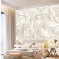 Customized Mural Cream Style Abstract Art Feather Flower Pattern Wallpaper Leaf Feather Bedhead Sofa Background 3d wallpaper