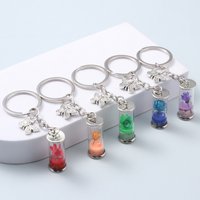 Simple Colorful Eternal Flower Keychain Butterfly Plant Animals Key Ring Friendship Gift For Women Men Hnadmade Jewlery Set