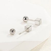 925 Sterling Silver Ball Star Cube Small Stud Earrings For Women Wedding Luxury Quality Jewelry Accessories Free Delivery