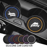 2PCS For Suzuki Jimny Rhinoceros LOGO JB64 JB74 JB43 PVC Silicone Car Coaster Water Cup Slots Non-Slip Pad Drink Mat Accessories