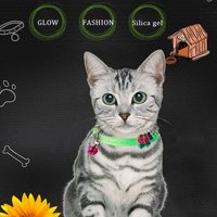 Luminous Cat Necklace Glowing Kitten Puppy Collar Anti-Lost Fluorescent Silicone with Bell Collar Neck Ring Pet Dog Cat Collar