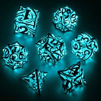 DND 7PCS Polyhedral Dice Set Hollow Metal Vine Fluorescence DND Dice RPG Dice For Dungeons and Dragon, Role Playing Game