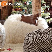 OTAUTAU Mix Up Bean Bag Cover Without Filler Pouf Ottoman Beanbag Puff Chair Fur/Leather/Cashmere Fleece/Wool Home Decor DD012