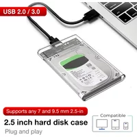 2.5 Inch Transparent Mobile External Hard Drive Case, SATA to USB 3.0/Type C Harddisk Boxs External Enclosure , 5Gbps Tool-Free