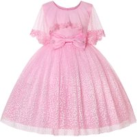 2025, neues Schal-Kinderkleid, Urlaubs-Partykleid für Mädchen, Netzschleife, Kinderkleid, Ins