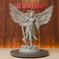 Aasimar Paladin Miniatures | Angel of Judgement | 28mm-75mm | Resin 3D Printed DND Pathfinder Mini | Unpainted Grey