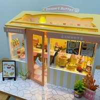 Cat Dessert Shop DIY Handmade Wooden Cottage Model - Creative Glowing Toy for Birthday Gift Home Decor Figurine Miniature