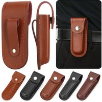 High Quality Leather Sheath Holder Pocket Hunt Belt Loop Case Fold Knife Tool Camp Outdoor Carry Flashlight Case