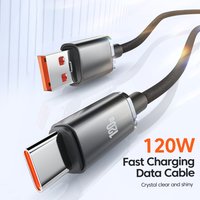 120W Fast Charging Mobile Phone Data Cord USB to Type C QC 3.0 HigH Quality Nylon Braided Data Cable For iPhone Xiaomi POCO VIVO