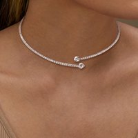 Anziw D1.60CT Heart Cut Moissanite Collar Open Tennis Necklace 925 Sterling Silver Choker for Women Fine Jewelry & Certificate