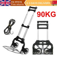 Folding Hand Trolley 100kg Heavy Duty Steel Aluminium Sack Cart Rubber Wheels UK
