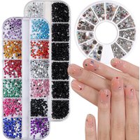 12 Colors Flatback Nail Art Rhinestones Nail Gems Glass AB Clear Crystal Rhinestones Nail Art Charms DIY Manicure Accessories