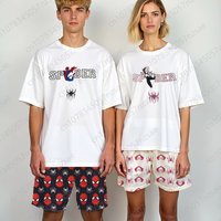 2026 New Summer Spider&Gwen Couples Matching Spider Pajama Set His Hers T Shirt Shorts Homewear Loungewear Outfit Adult/Kids Kit