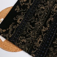 High-end 3D floral velvet fabric with gold sequin bead embroidery double-sided positioned bead embroidered fabric for clothing
