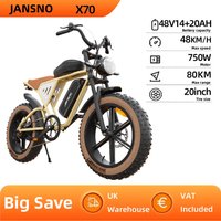 AliExpress JANSNO Jansno X70 Adult Electric Bicycle 750W Motor Men's E-Mountain ebike 48V34Ah Battery 20 Inch Fat Tire Off-Road Electric Bike