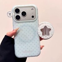 Cute Blue Polka Dot Pattern Magnetic Phone Case for iPhone 13 14 15 16 17Pro Max Shockproof Wireless Charge Cover for Magsafe