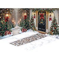 Twinkle Lane Christmas Backdrop Bows Berries Door Kids Baby Cake Smash Photography Props Child Adult Birthday Backgrounds