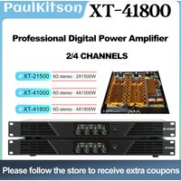 Paulkitson XT41800 4X1800W 8OHM Line Array Speaker Amplifier Professional Digital Power Amplifier 4 Channel DJ Subwoofer Preamp