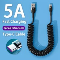 66W 5A Spring Pull Telescopic Fast Charging USB Type C Charger Cable USB Data Transmission Cable For Huawei Android Accessories