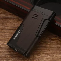 HONEST Dual Direct Injection Oblique Fire Metal Inflatable Lighter, Special Igniter for Cigars, with Cigar Tools, High Quality