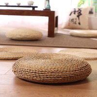 Durable Japanese-style Straw Weaving Sitting Cushion Rustic Thickened Tatami Futon Handmade Breathable Seat Cushion Meditation