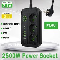 EU Plug AC Outlet Smart Power Strip Multiprise Extension Cord Electrical Socket USB Type C Network Filter Adapter