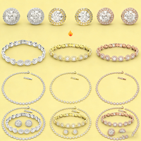 Sparkling Cubic Zirconia Jewelry Set (earrings+bracelet+necklace) Silver/gold/rose Gold Women's Wedding Party Fashionaccessories