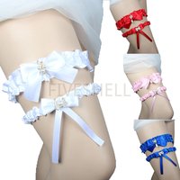 2pcs Set Women Wedding Garters Belt Lace Pearl Floral Embroidery Garter High Flexibility Belt Set for Bride Wedding Party Props