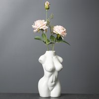 Minimalist Human Body Art Vase Black White Resin Sculpture Vase for Flowers