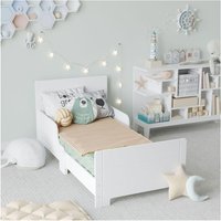 Wooden Toddler Kids Bed with Safety Side Guard Rail for Girls and Boys, Perfect for Junior Bedrooms Timeless Charm and Safety C
