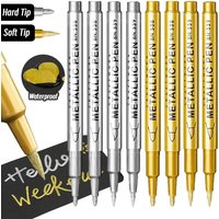 1/2/3pcs Soft Brush Metallic Marker Pens Gold Silver Permanent Art Markers For Glass Ceramics Resin Crafts Scrapbooking Painting