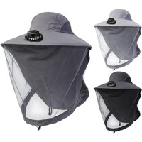 Solar USB Charging Fan Hat Men Wide Brim Sun Hat Personal Cooling Caps Sun Protection Insect Mesh Beekeeping Fishing Caps