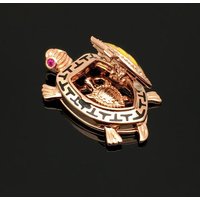 Inspiration inlay Diamond 585 Purple Gold Double layered Golden Turtle Pendant Plated 14K Rose Gold Necklace Banquet Jewelry
