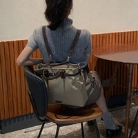 Portable French Nylon Shoulder Bag Leisure Fashion Briefcase Backpack Solid Color Commuting Laptop Bag Handbag