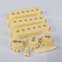 FLEOR Set of 52mm Single Coil Pickup Covers 2T1V Guitar Knobs Switch Tips ST SSS Guitar Parts Replacement